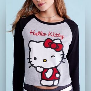 NWT Aeropostale Hello Kitty Long Sleeve Rhinestone Raglan T Shirt Size M Medium